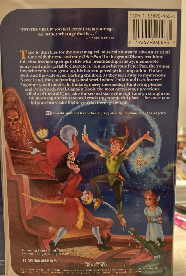 LOT OF 4 DISNEY CLASSIC VHS TAPES Peter Pan Lion King Homeward Bound Sword Stone Foto 4 de 4