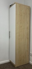 Single Wardrobe with Top Box Matt White with Oak Wood Effect Aesthetic Design