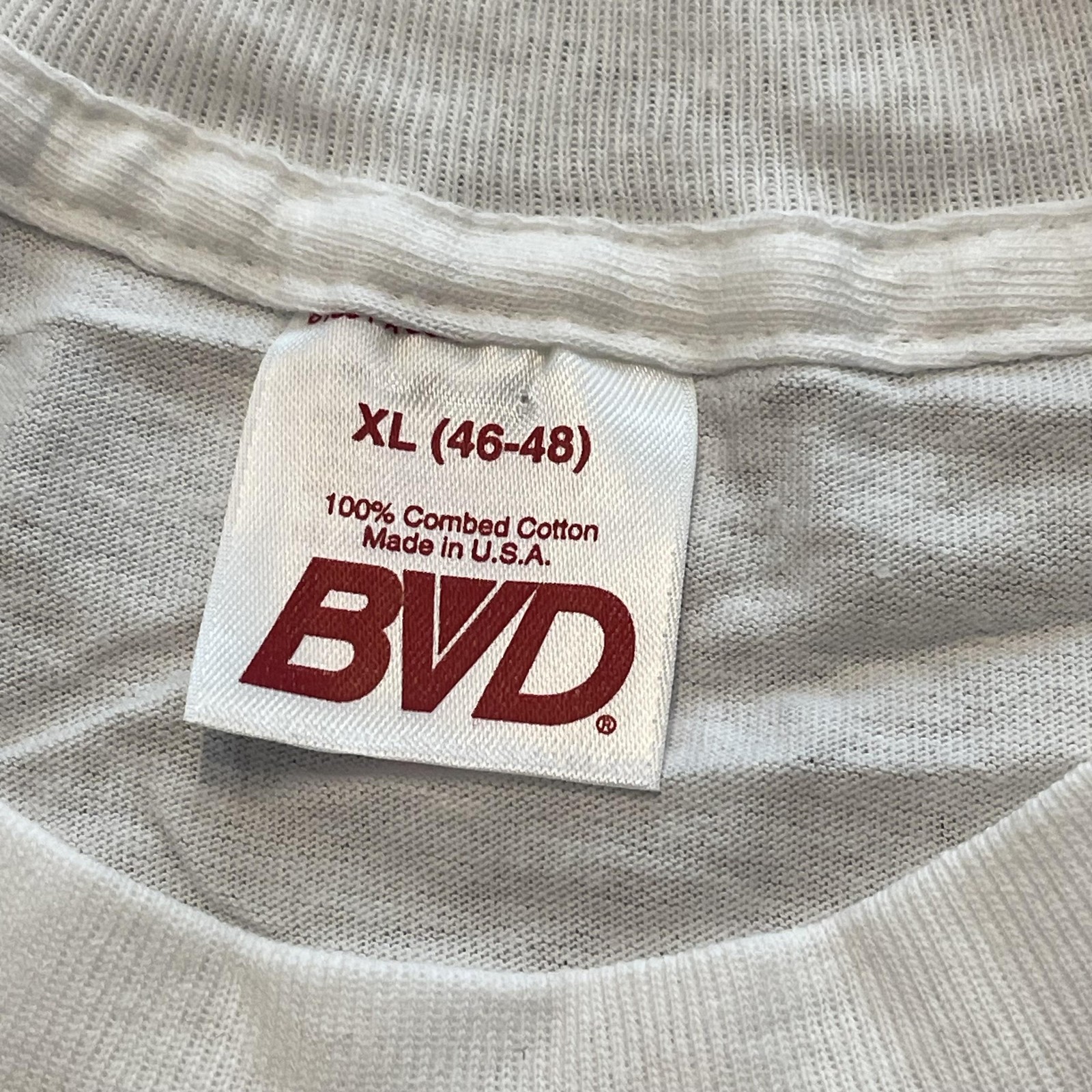 Vintage BVD Shirt Mens XL White Made USA 100% Cotton Blank Crewneck Tee 90s