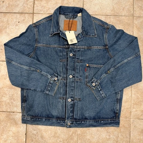 Levi's Premium Type I Denim Trucker Jacket NWT Big E Cinch Back LARGE - product listing photo