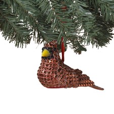 Gerson Mirrored Studded Cardinal Ornament Bauble