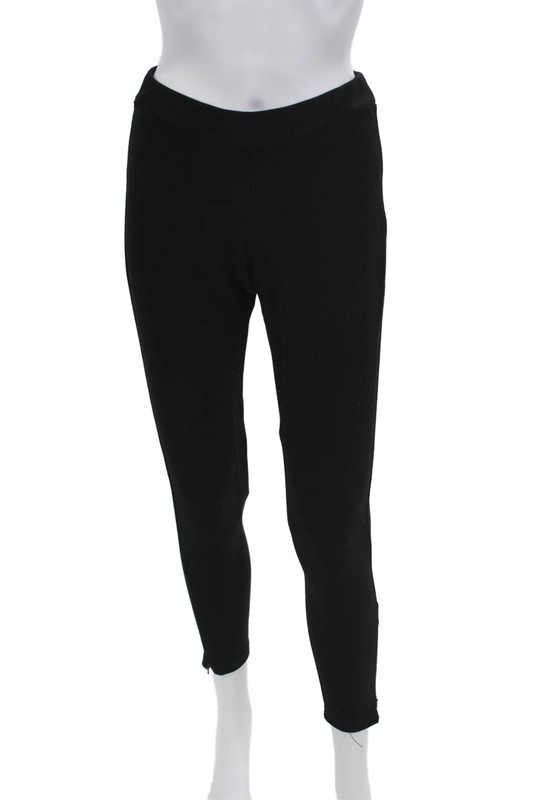 Theory Womens Elastic Waistband Lined Zip Skinny Leg Dress Pants Black Size S