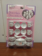 Vtg Porcelain Decoration Dollhouse Miniature 13 Pcs Mini China Tea Set 111UAB