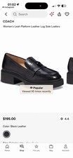 COACH WOMEN'S LEAH LEATHER LUG SOLE PLATFORM LOAFER BLACK NIB SZ 7
