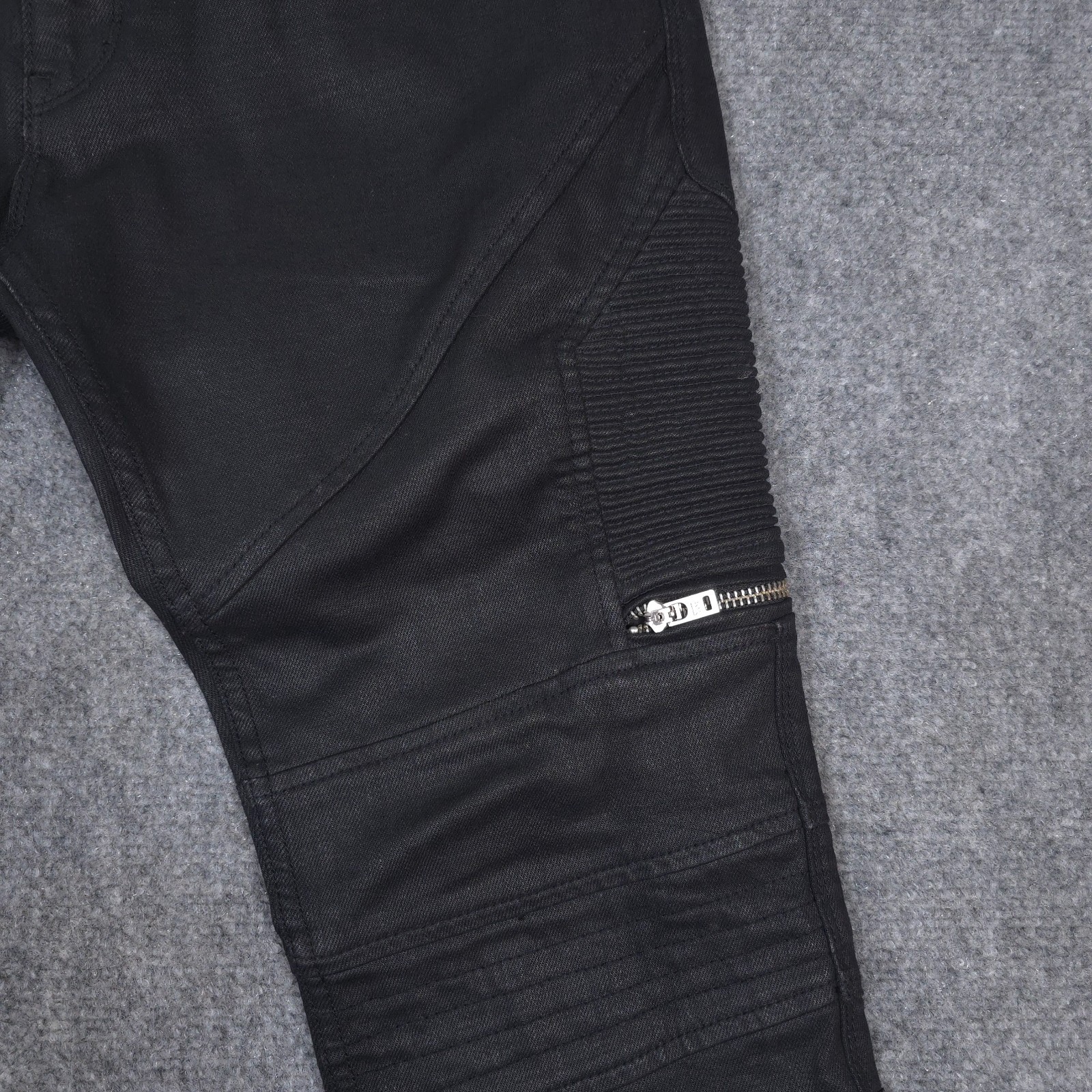 HUGO Boss Pants 32x30* Black Moto Biker Wax Coated Jeans Japanese Denim READ thumbnail 2