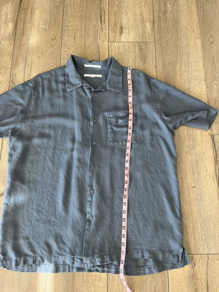 Perry Ellis Blue 100% silk Men’s Extra Large Short Sleeve Button Front - Image 3 of 4