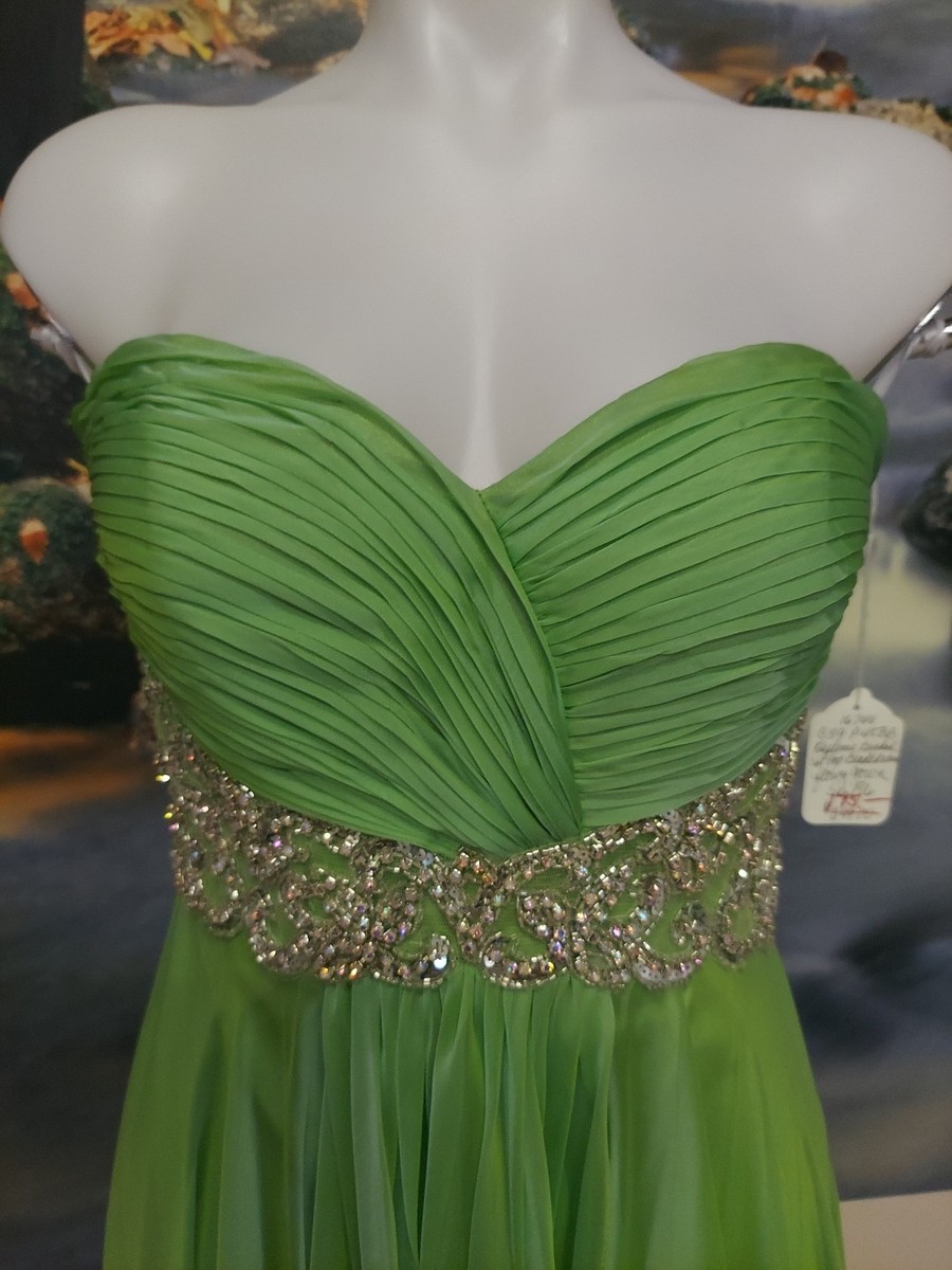 Tiffany Size5/6 Keylime Vcup Gemwiast Prom Dress Openback View 2