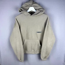 Fear of God Essentials Hoodie Mens 2XS Beige Fleece Cozy Pullover Oversized Logo