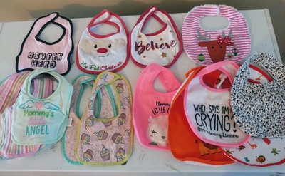 20 Baby Bibs Including Waterproof, Christmas & Bandana Bibs 0-1 Years