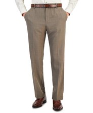 Perry Ellis Mens Modern fit Dress Pants 36 / 29 Brown Plaid Stretch