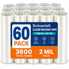 60 Rolls Bulk Clear Heavy Duty Shipping Packing Tape for Packaging Supplies  Cl