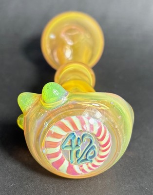 Worked Fumed Reversal 4: 20 Spoon Bowl w/ Slyme Grip Bumps - Pipe Hookah USA