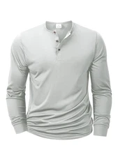 Men's Long Sleeve Casual Soft Henley T-Shirt Breathable Daily Wear Tee Gift