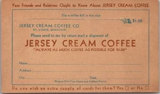Vintage St. Louis, Missouri Advertising Postcard JERSEY CREAM COFFEE CO. Unused