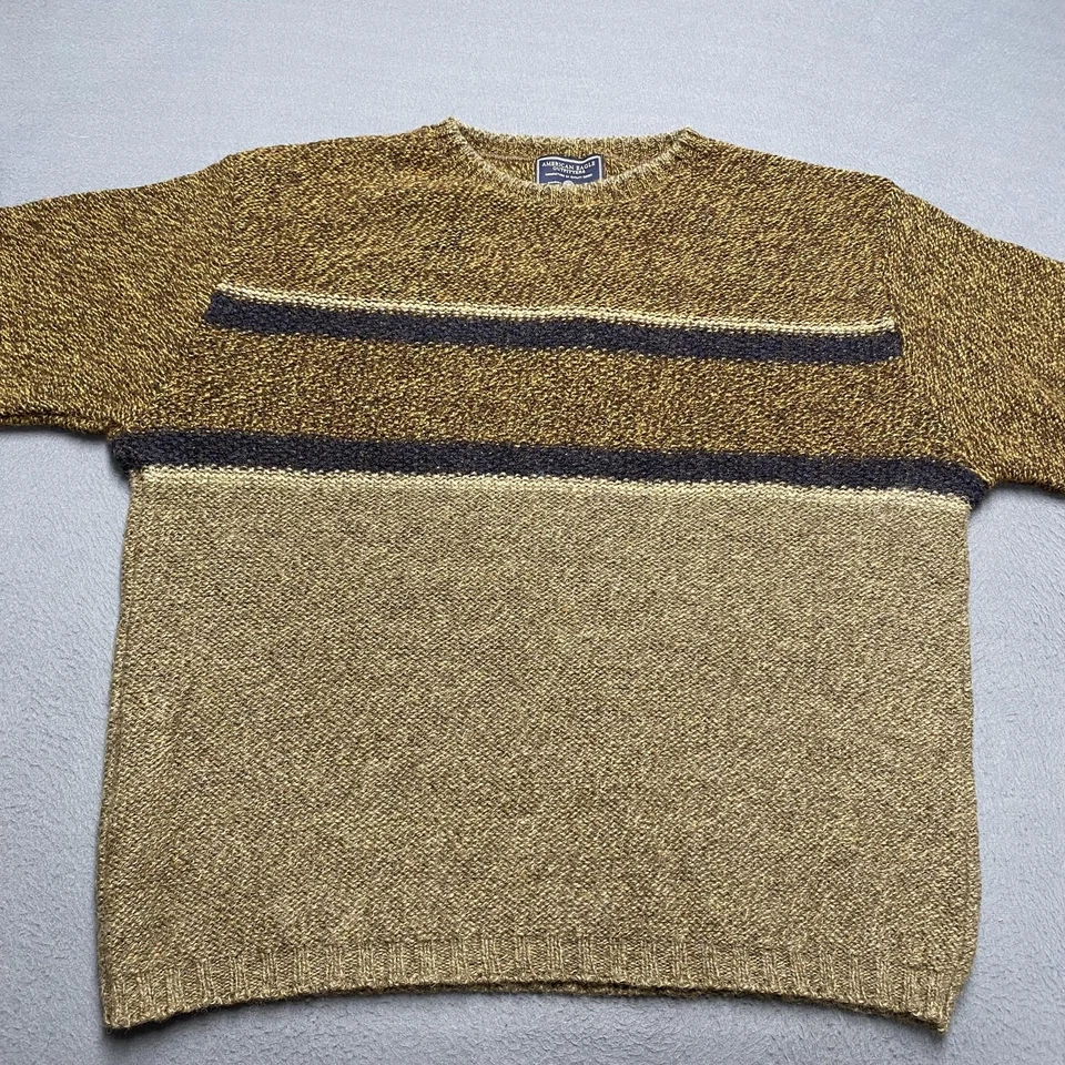 Suéter masculino American Eagle Outfitters grande marrom mistura de lã gola redonda listrado - Imagem 3 de 4