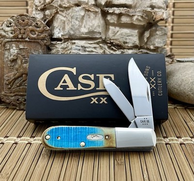 Case XX USA Hand Fired Sawcut Caribbean Blue Bone Stainless Barlow Pocket Knife