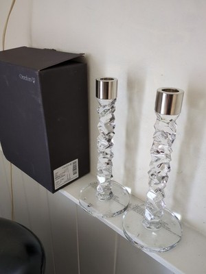 Paar 9,5'' Orrefors Karat Kerzenständer. Boxed