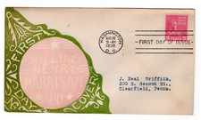 #814 Presidential Series William Henry Harrison 1938 FDC - J. Neal Griffith