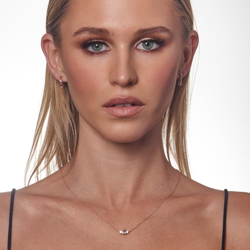 0.16ct HI I1 Diamond & Morganite Necklace 45cm in 9K Rose Gold - Picture 2 of 4