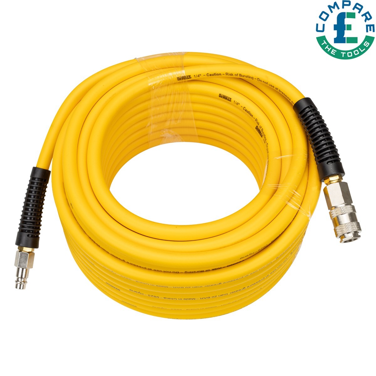 DeWalt DXCMH20E 20M Pvc Air Hose With 1/4"" Quick Release Couplers