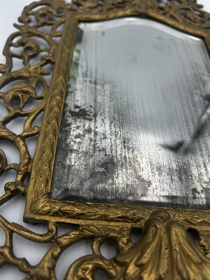 Antiguo espejo de pared dorado Bradley Hubbard victoriano latón Baco Dionisio Foto 3 de 4