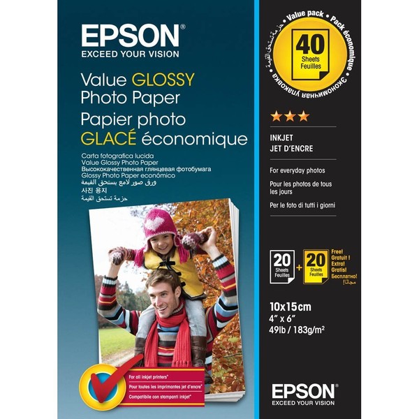 Epson Fotopapier C13S400044 10,0 X 15,0 Cm HochgläNzend 183 G/Qm 2X 20 Blatt-image
