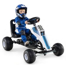 Pedal Go Kart for Kids, 4-Wheel Ride On Toy with Steering Wheel  Safe Handbrake