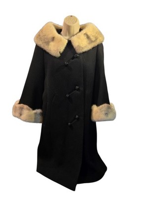 Vintage 1960 Hockanum Fur Coat Scalloped Sleeves