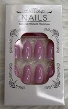 Pink Almond Shiny Press-On Nails Full Cover Pre-Designed Set