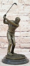 Handcrafted Superb Detailed Man Male Golfer Golf Sport Memorabilia Bronze Deal