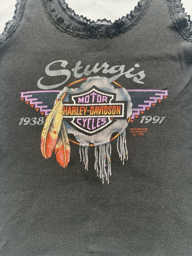 Harley-Davidson Tank Top Vintage 90er Sturgis Dream Catcher Spitzenbesatz Gr. XL - Bild 2 von 8