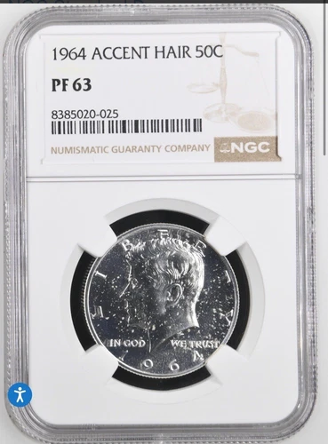 1964 Kennedy Half Dollar Accent Hair NGC PF 63🇺🇸🇺🇸