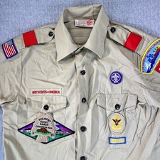 Official Boy Scouts of America Short Sleeve Shirt Men M Khaki outdoor camping