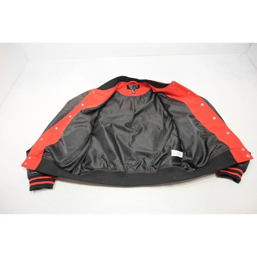 Forever 21 Hello Kitty Varsity Jacket Mens Large Red Black Faux Leather EUC image 7