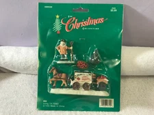christmas village accessory 4 pc apple orchard horse buggy basket farmer CH2742