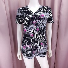 Grey's Anatomy By Barco Women's Abstract Short Sleeve V-Neck Scrub Top Small