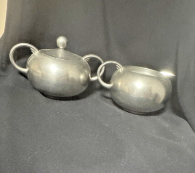 Royal Holland Pewter KMD Tiel 3 pc Tea Set Creamer / Sugar bowl with lid MCM
