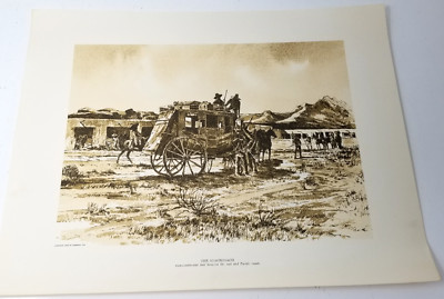 Western Trader Print RR Waterhouse Pioneer Scene Wagon Homestead Bank Series