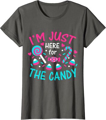 I'm Just Here For The Candy Halloween Funny Fun Ladies' Crewneck T-Shirt