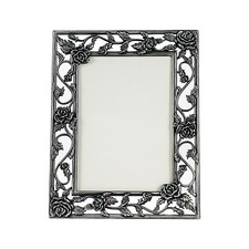 Filigree Carved Metal Picture Frame With Roses Floral