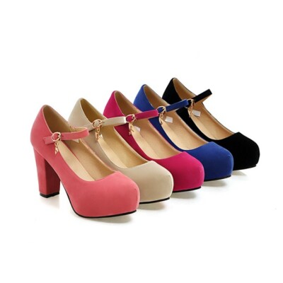 Womens Platform Mary Jane Round Toe Block High Heels Shoes Pump Party Chunky