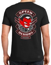 Speed Demons Chop Shop T-shirt Tee Hot Rod Garage Red Devil Racing Biker Speed Demons Chop Shop T-shirt Tee Hot Rod Garage Red Devil Racing Biker