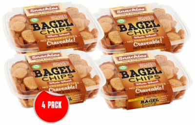 Snackios Handmade Thin&Crispy Bagel Chips Whole Weat - 6oz - 4 PACK