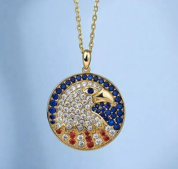 Certified GH/SI Natural Diamond Amulet Charm Eagle Pendant Cluster