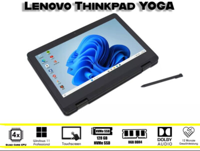 Lenovo Yoga 11e 4-Kerne Touchscreen DDR4 8GB 128GB NVMe W-11 Pro