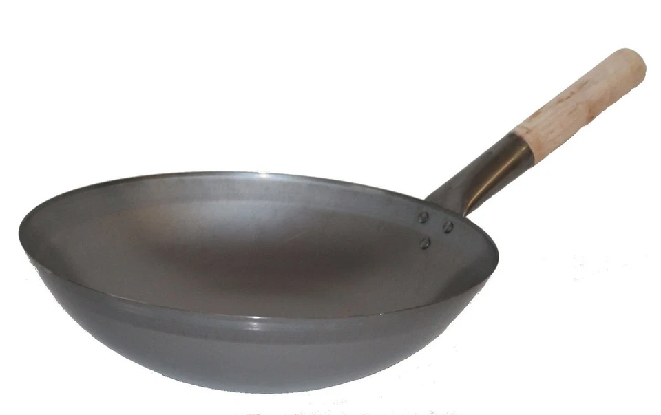 Wok Pfanne Ø 30 - 75 cm runder Boden Carbon Stahl Gasherde Grill Induktionsmulde - Bild 3 von 4