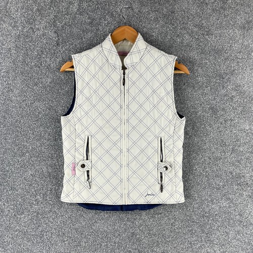 Joules Minx Gilet Womens XS White Full Zip Walking Quilted Body Warmer