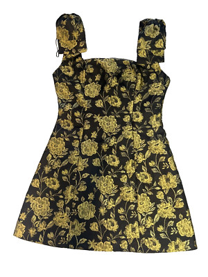 Jacquard Mini Dress, Bows, Brown/Mustard, B.Right, Size M, NWT