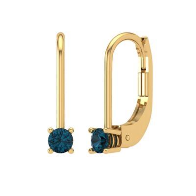 0.2 ct Round Cut Drop Dangle Earrings Topaz Gemstone Yellow Gold Lever Back