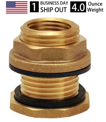RAINPAL BBF020 Brass Bulkhead Fitting(Female 1/2'' Pipe Male 3/4'' NH Garden Hose)